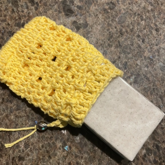 Soap Saver Soap Bag with Beaded Pull String 100% Cotton Hand Crocheted By Seller - Picture 12 of 12